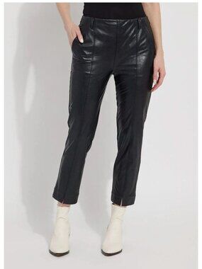 LYSSÉ Andrea Crop Vegan Leather 26" Trouser in Black - Sz L - NWOT
